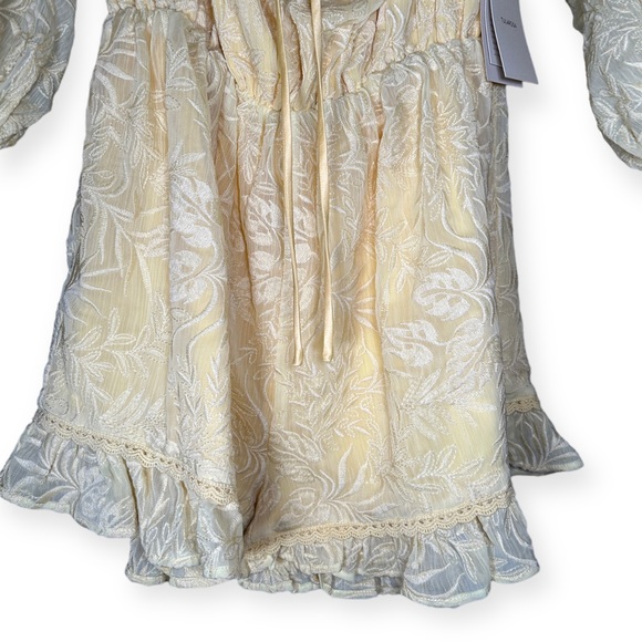 NWT Tularosa Ida Romper Balloon Sleeve Ruffle Hem Playsuit in Lemon Drop Small - Picture 5 of 15